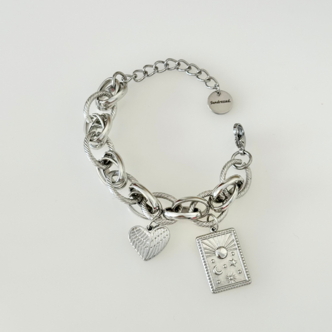 Βραχιόλι Ασημί ατσάλινο με charms