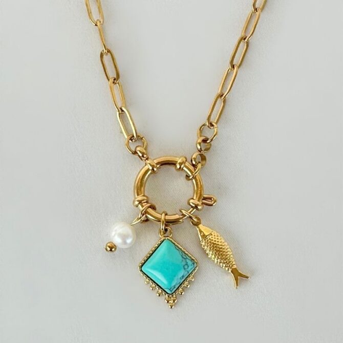 Ατσάλινο κολιέ με charms