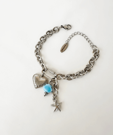 Βραχιόλι ασημί ατσάλινο με charms