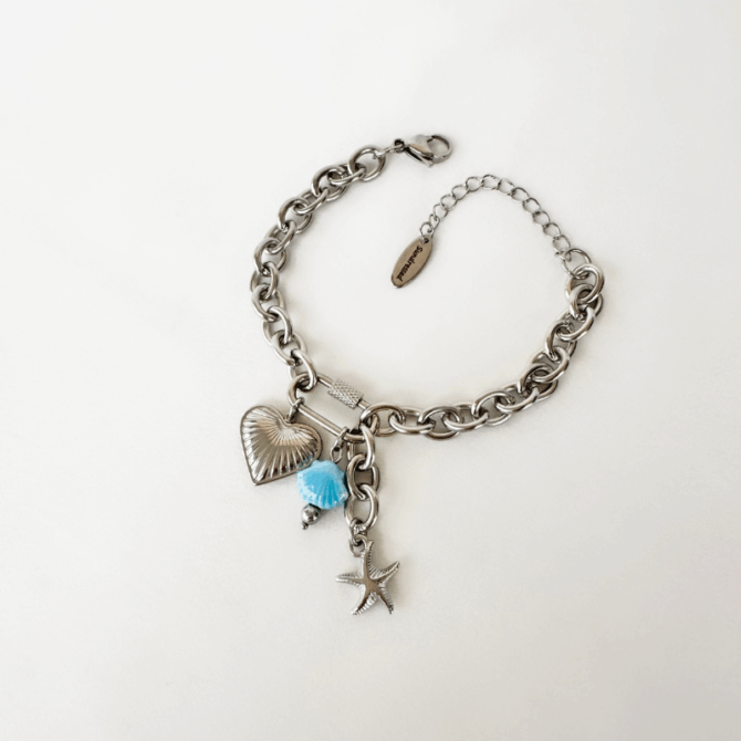 Βραχιόλι ασημί ατσάλινο με charms