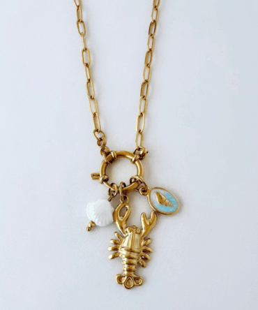 Κολιέ χρυσό, ατσάλινο με charms 